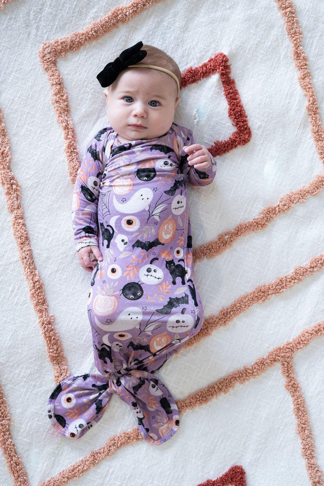 Purple Witches & Ghosts Newborn Knotted Gown