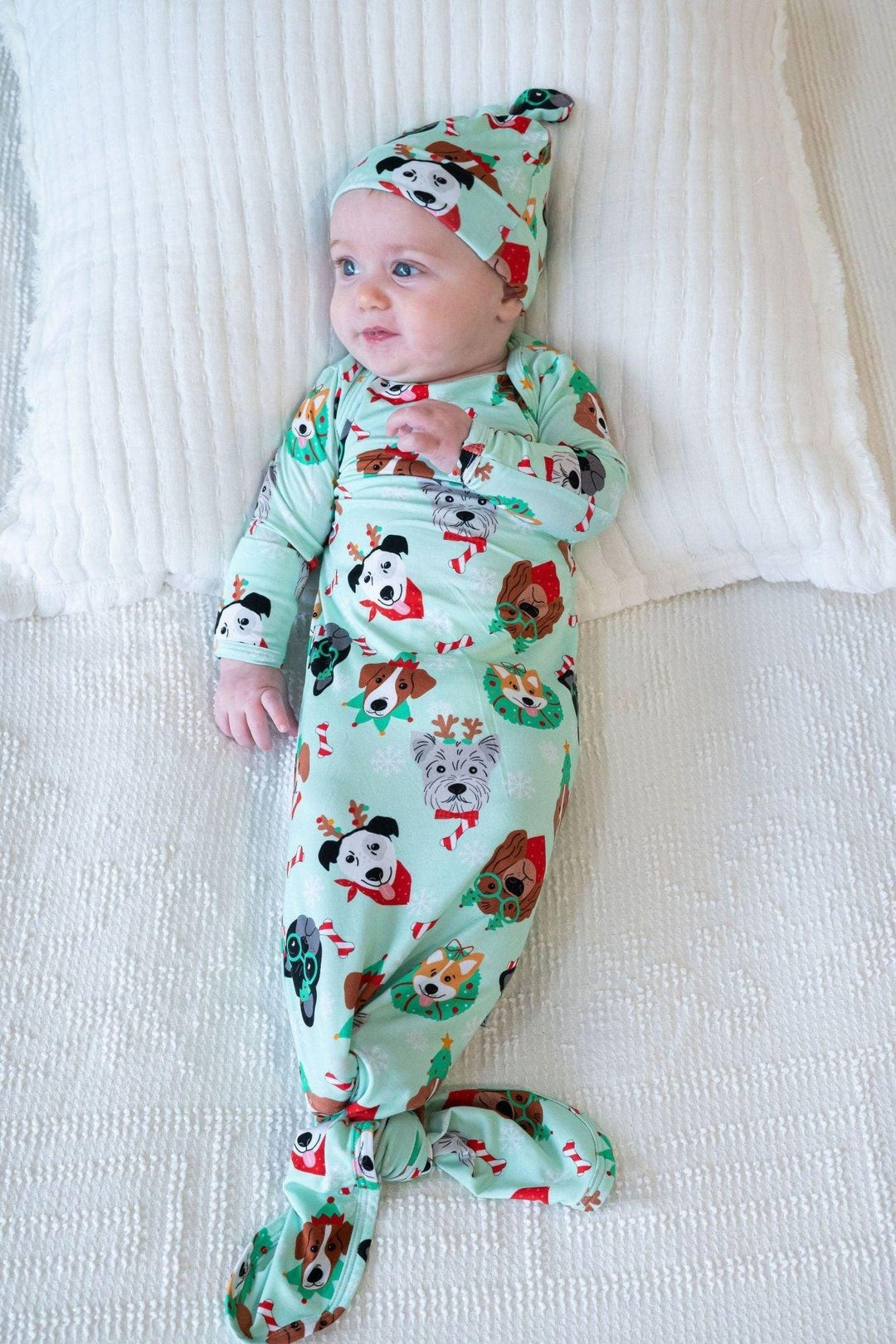 Christmas Dogs Infant Knotted Gown