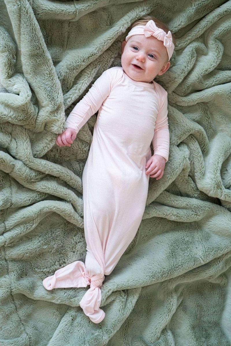 Baby Pink Newborn Bamboo Knotted Gown