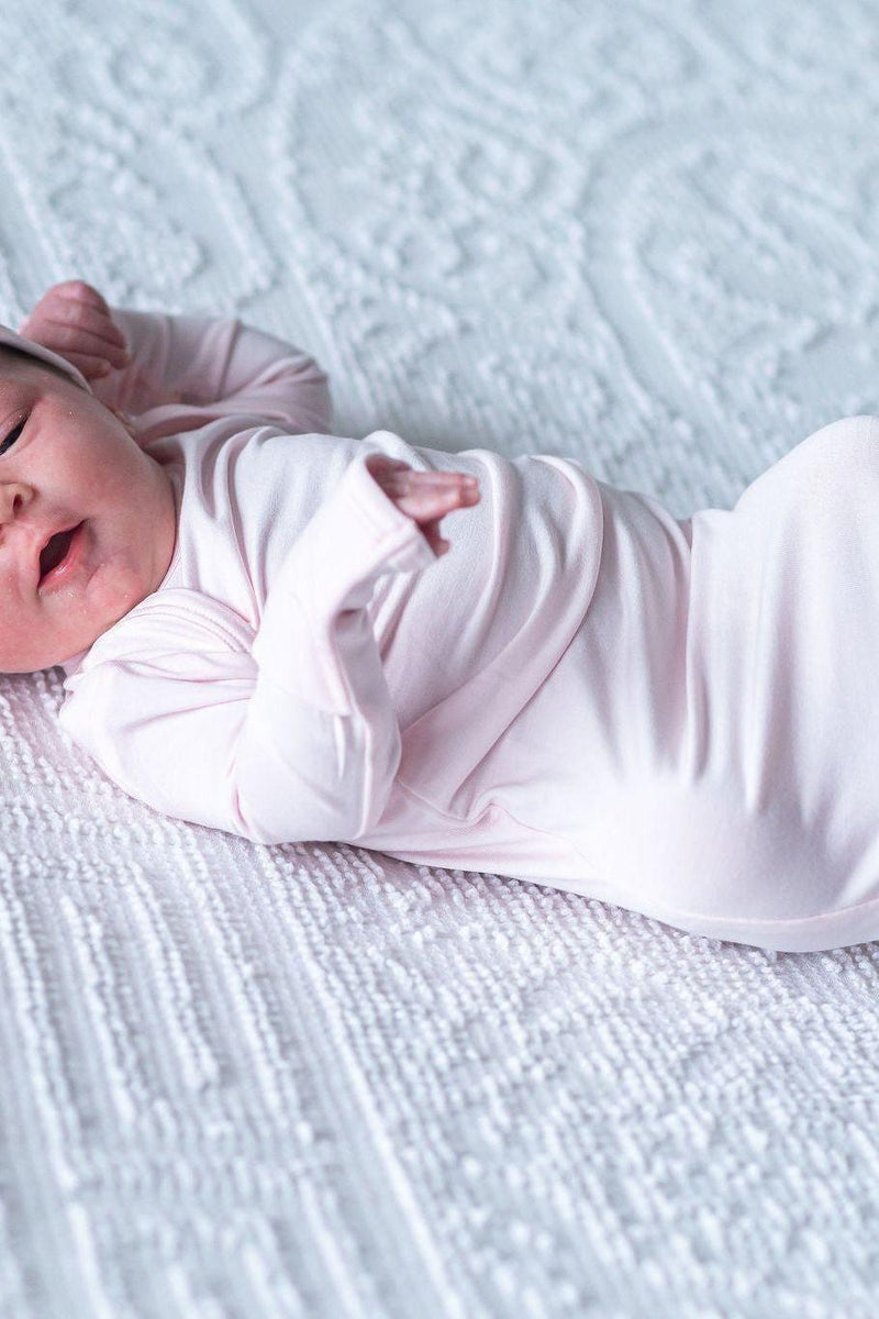 Baby Pink Newborn Bamboo Knotted Gown