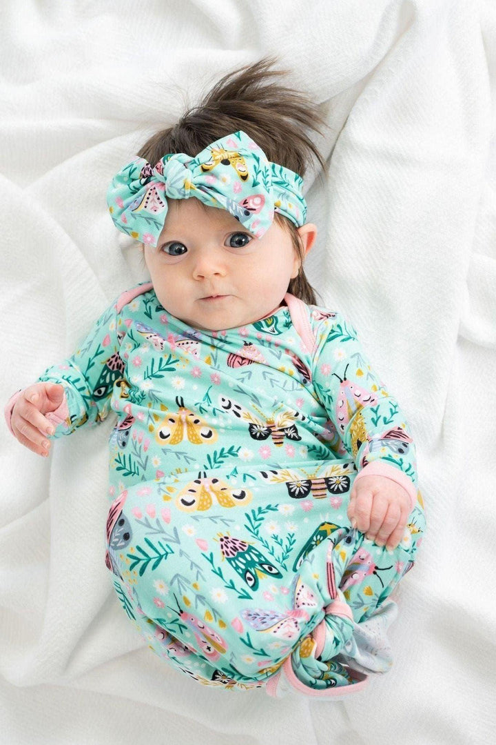 Vibrant Moth Newborn Knotted Gown
