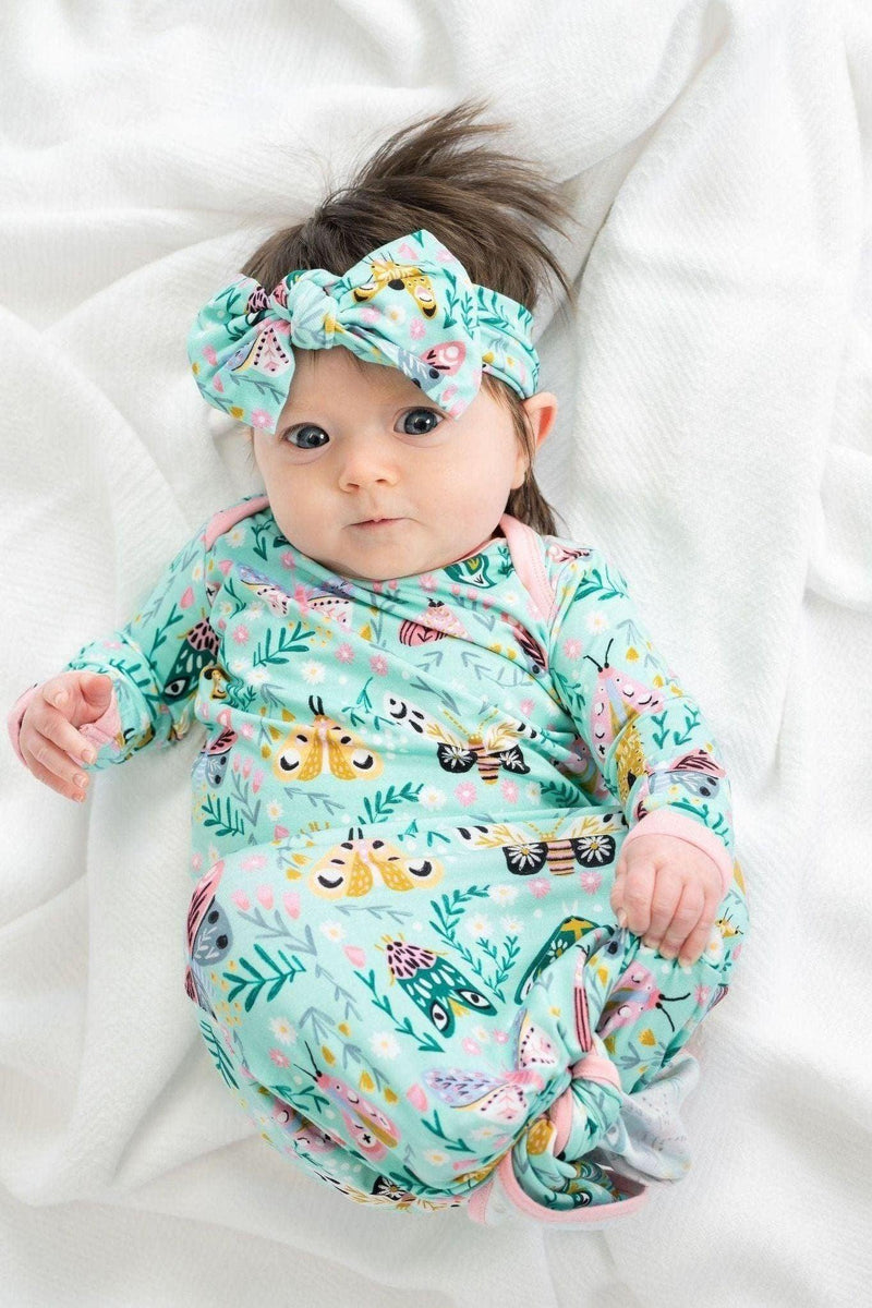 Vibrant Moth Newborn Knotted Gown