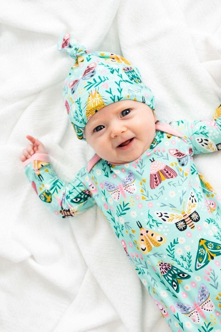 Vibrant Moth Newborn Knotted Gown