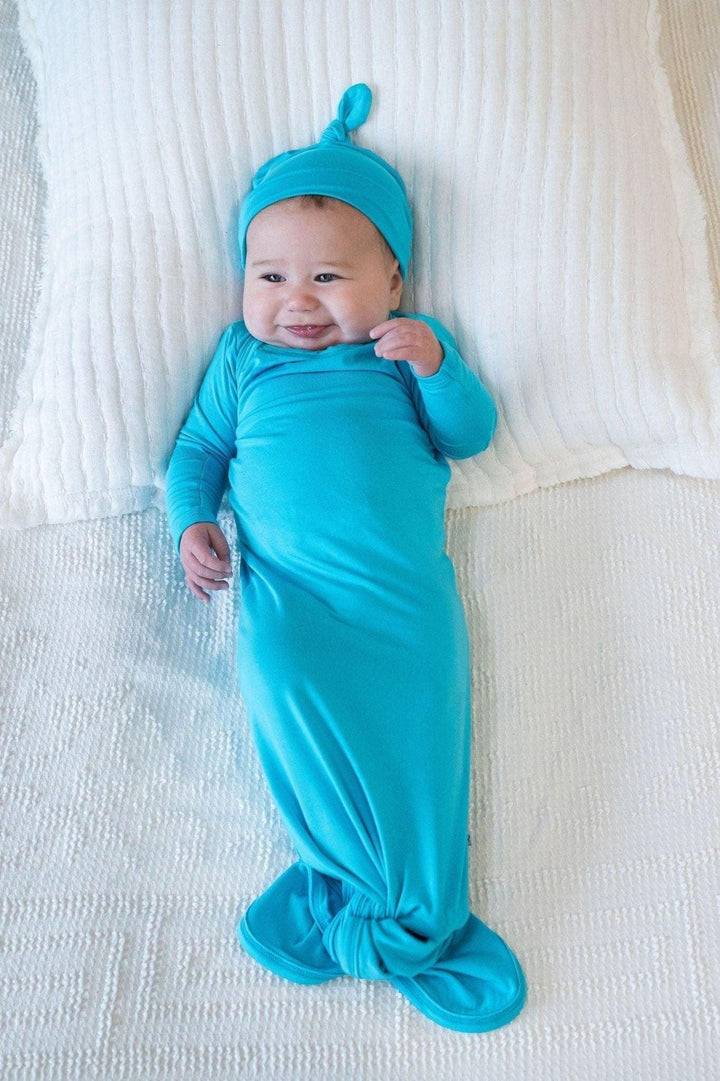 Aqua Blue Newborn Knotted Gown