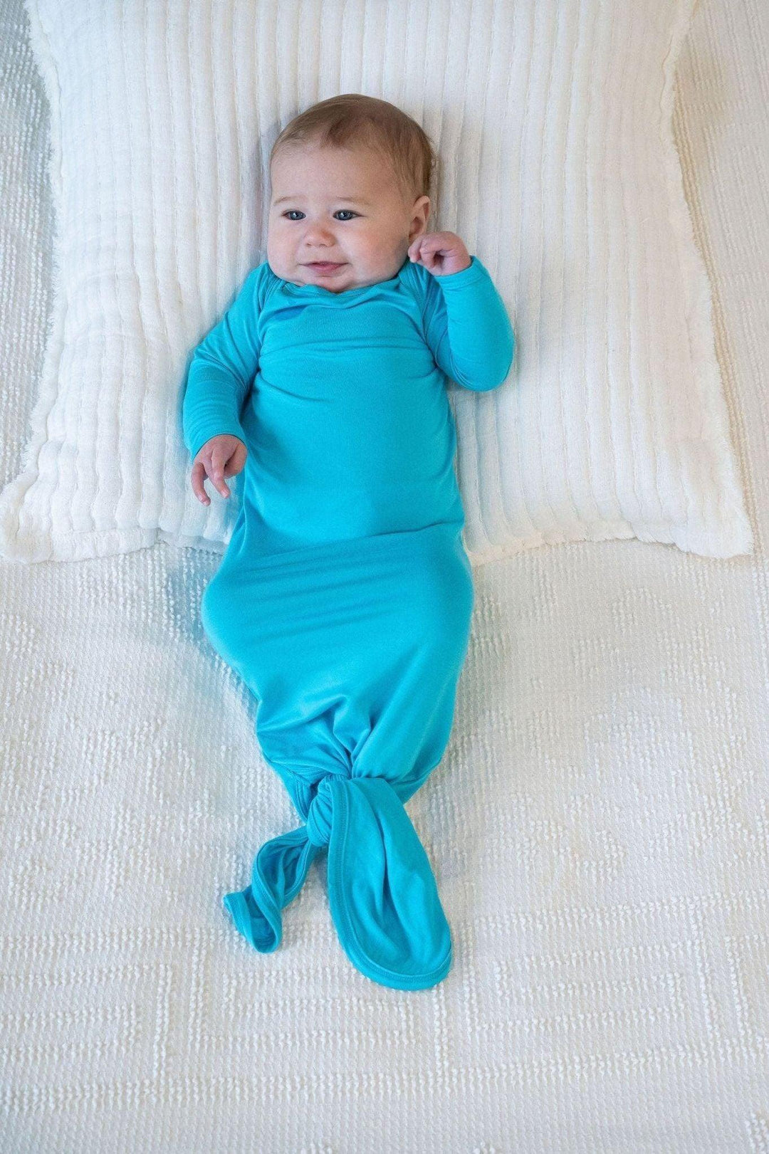 Aqua Blue Newborn Knotted Gown
