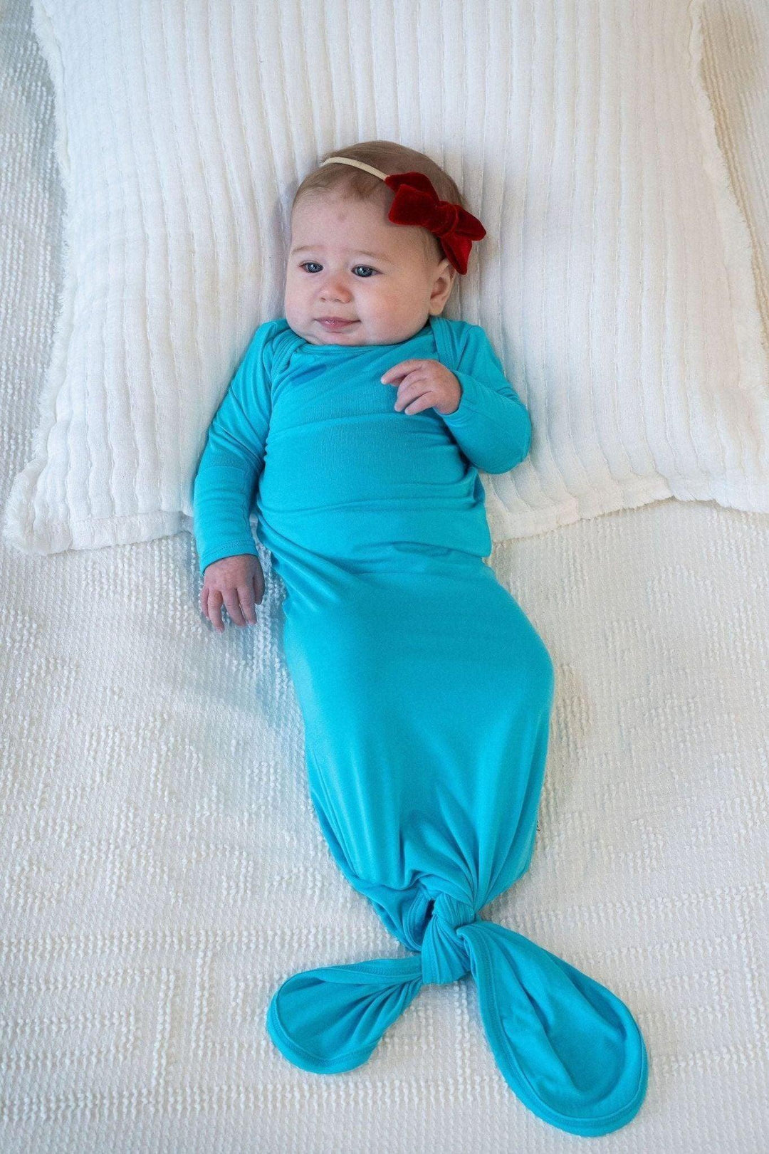 Aqua Blue Newborn Knotted Gown