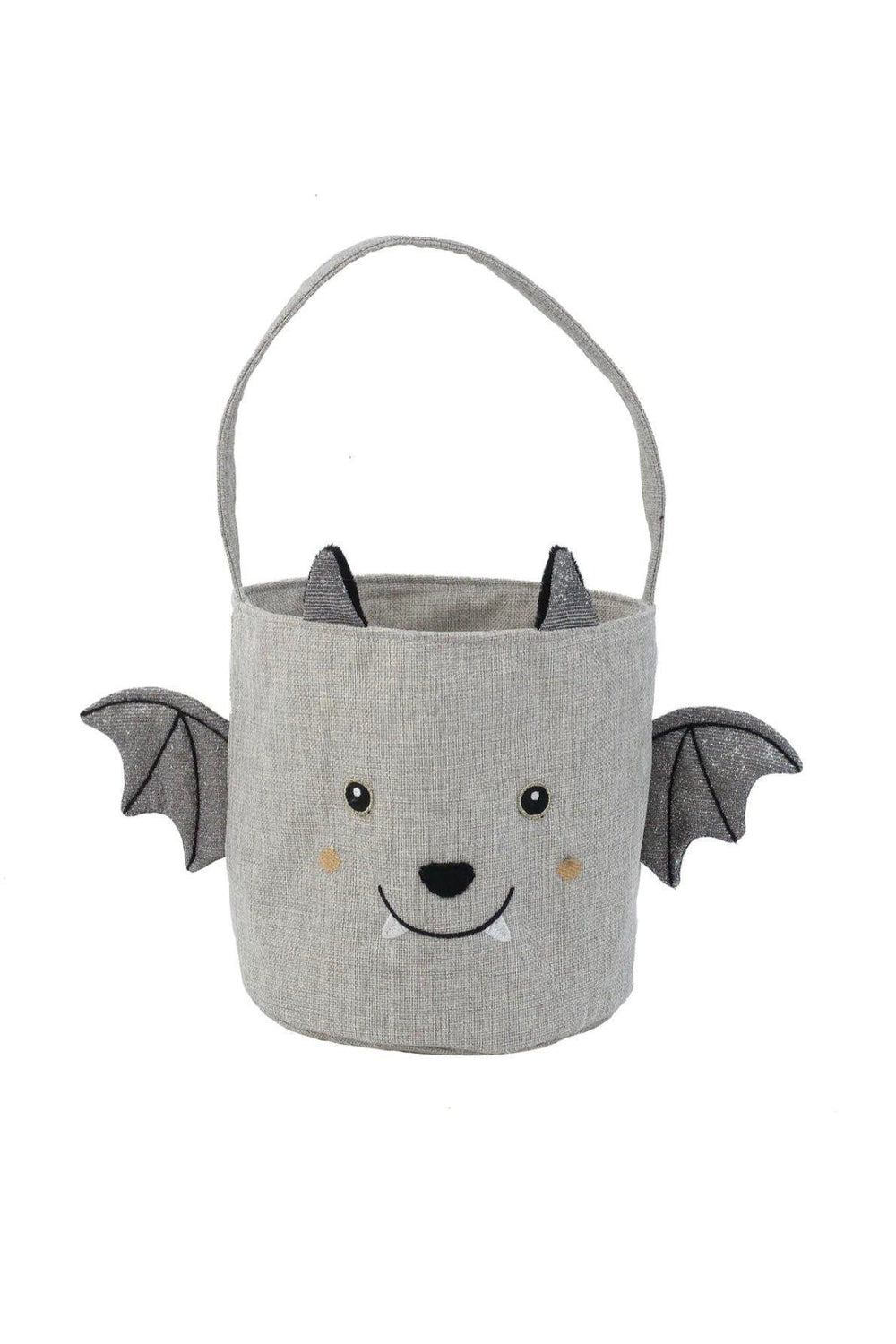 Silver and black bat trick or treat bag