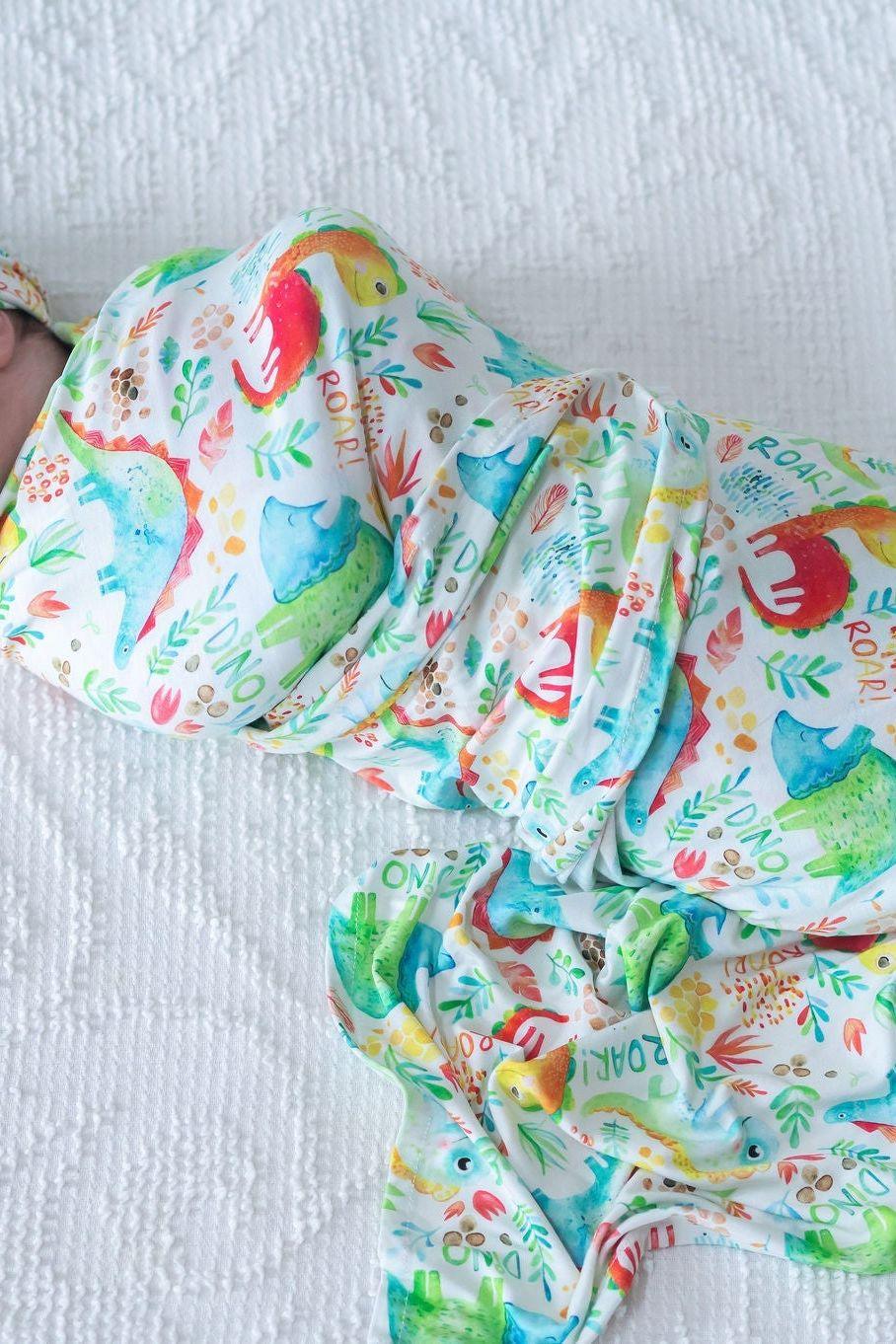 Dinosaur Print Bamboo Swaddle Blanket