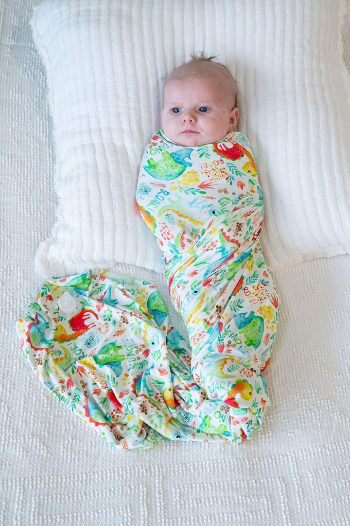 Dinosaur Print Bamboo Swaddle Blanket