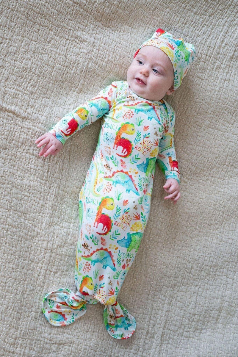Dinosaur Newborn Knotted Gown