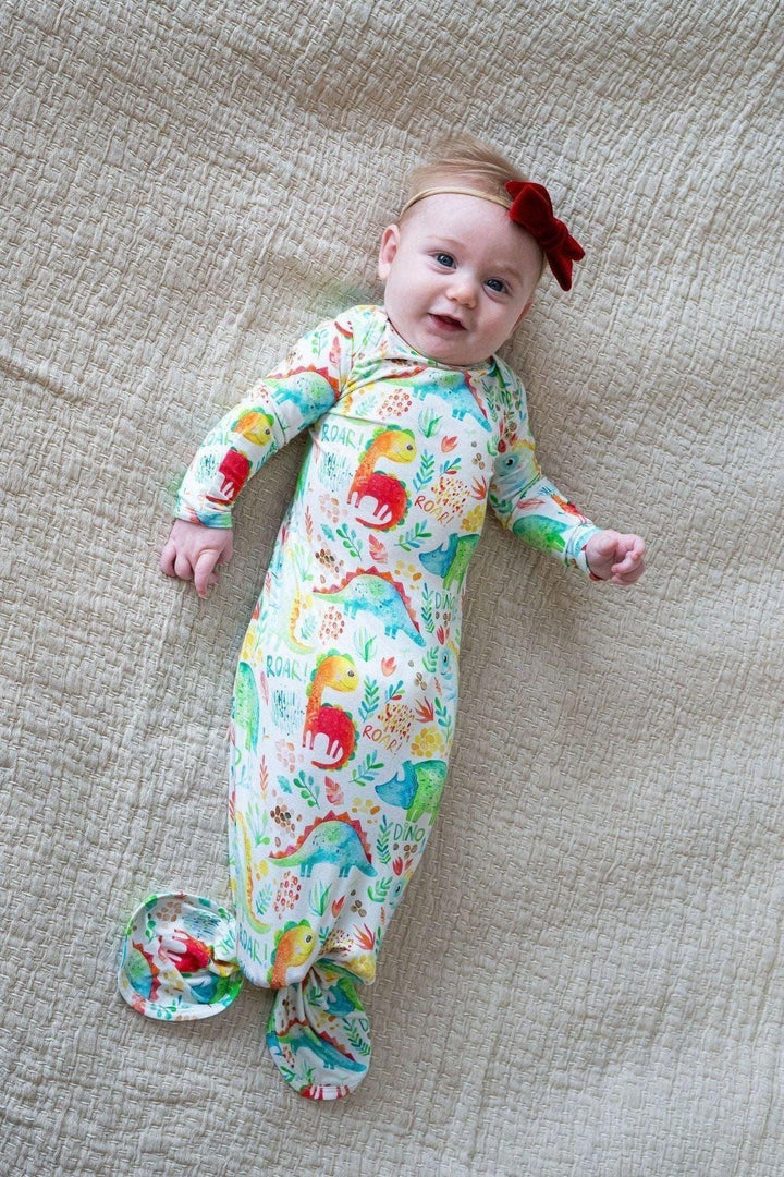 Dinosaur Newborn Knotted Gown
