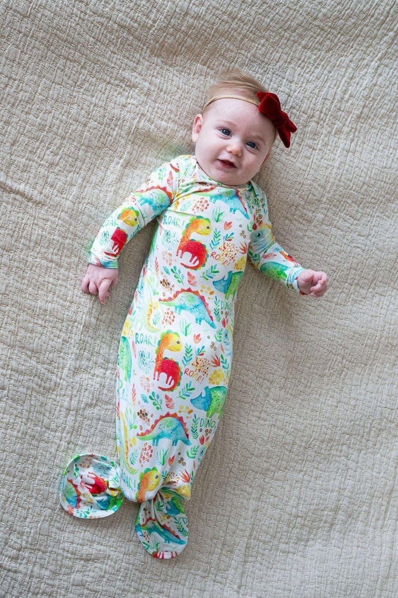 Dinosaur Newborn Knotted Gown