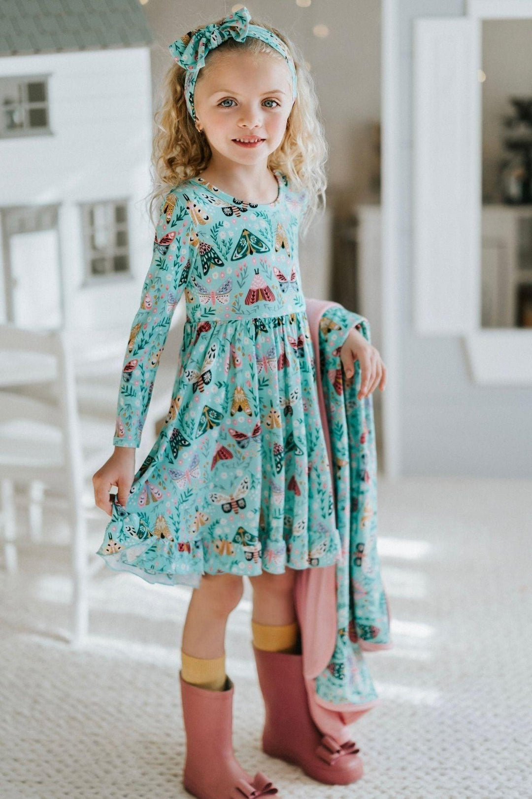 Girls' Vibrant Moth Bamboo Twirl Dress