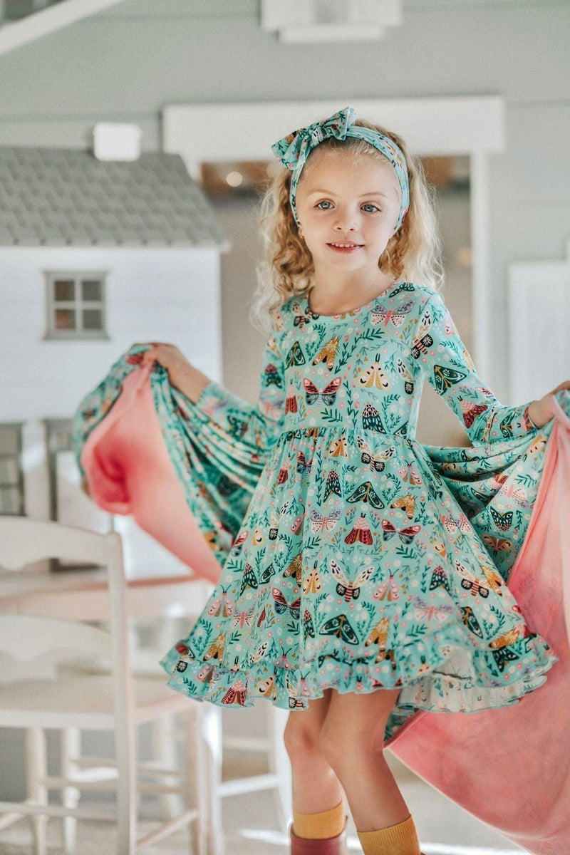 Vibrant Moth Girls' Bamboo Twirl Dres