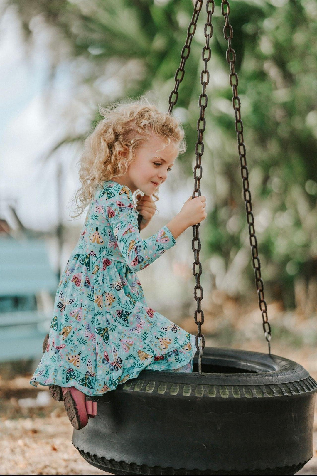 Girls' Vibrant Moth Bamboo Twirl Dress