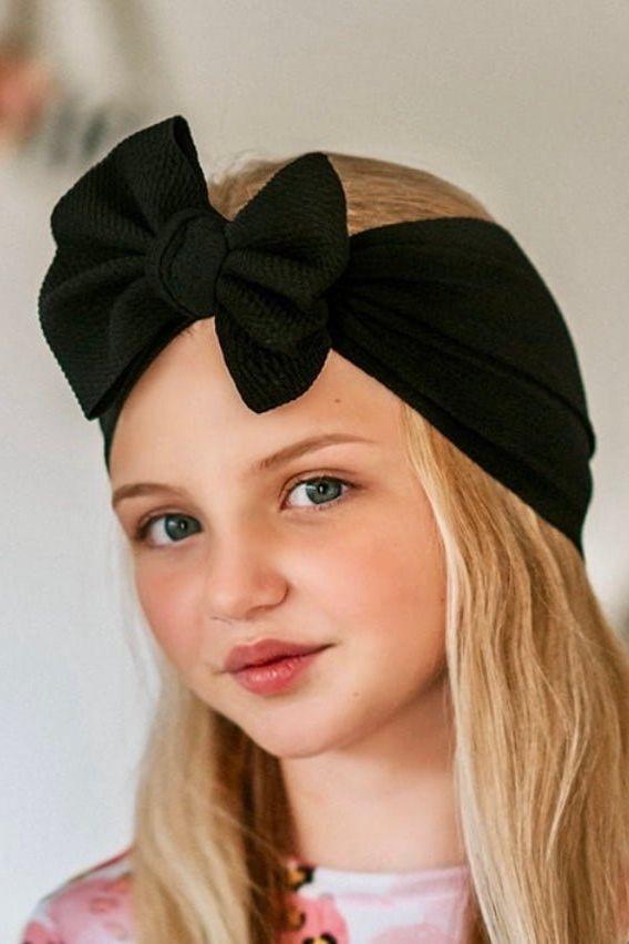 Large Black Bamboo Headband Bow for Girls