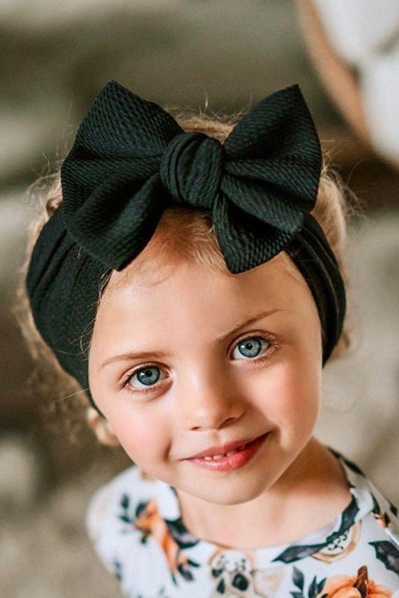 Girls' Large Black Bamboo Hair Bow Headband