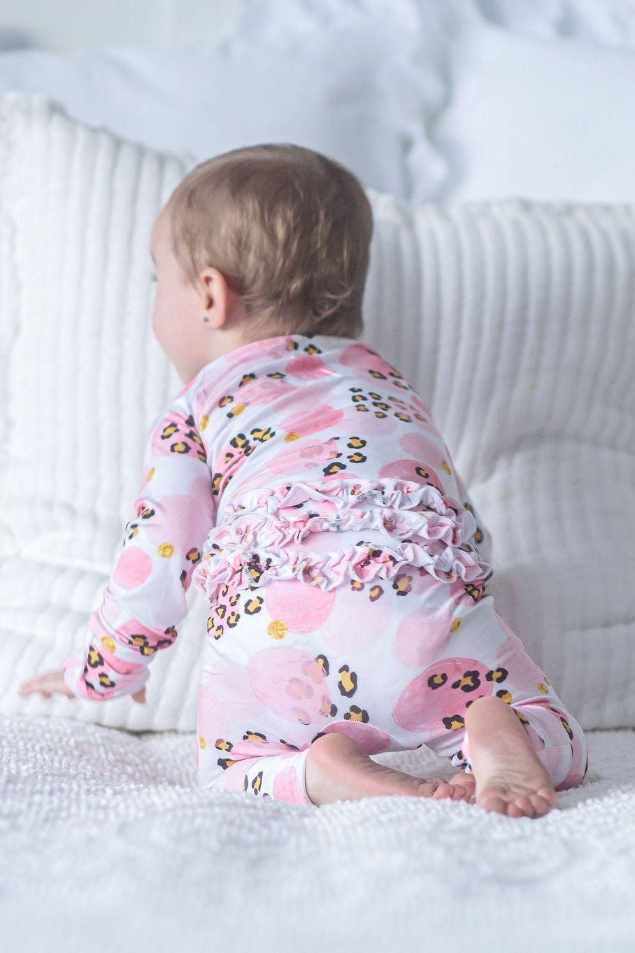 Pink & Black Leopard Bamboo One-Piece Zipper Pajamas