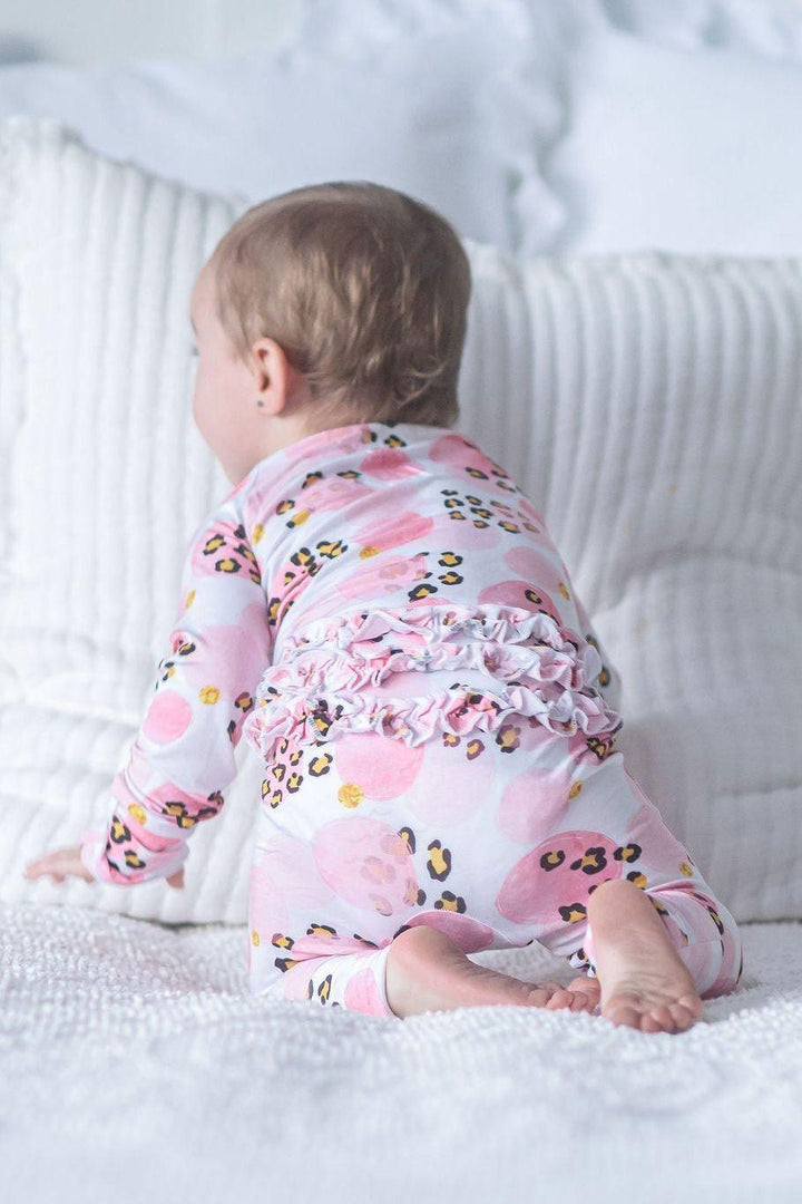 Pink & Black Leopard Bamboo One-Piece Zipper Pajamas