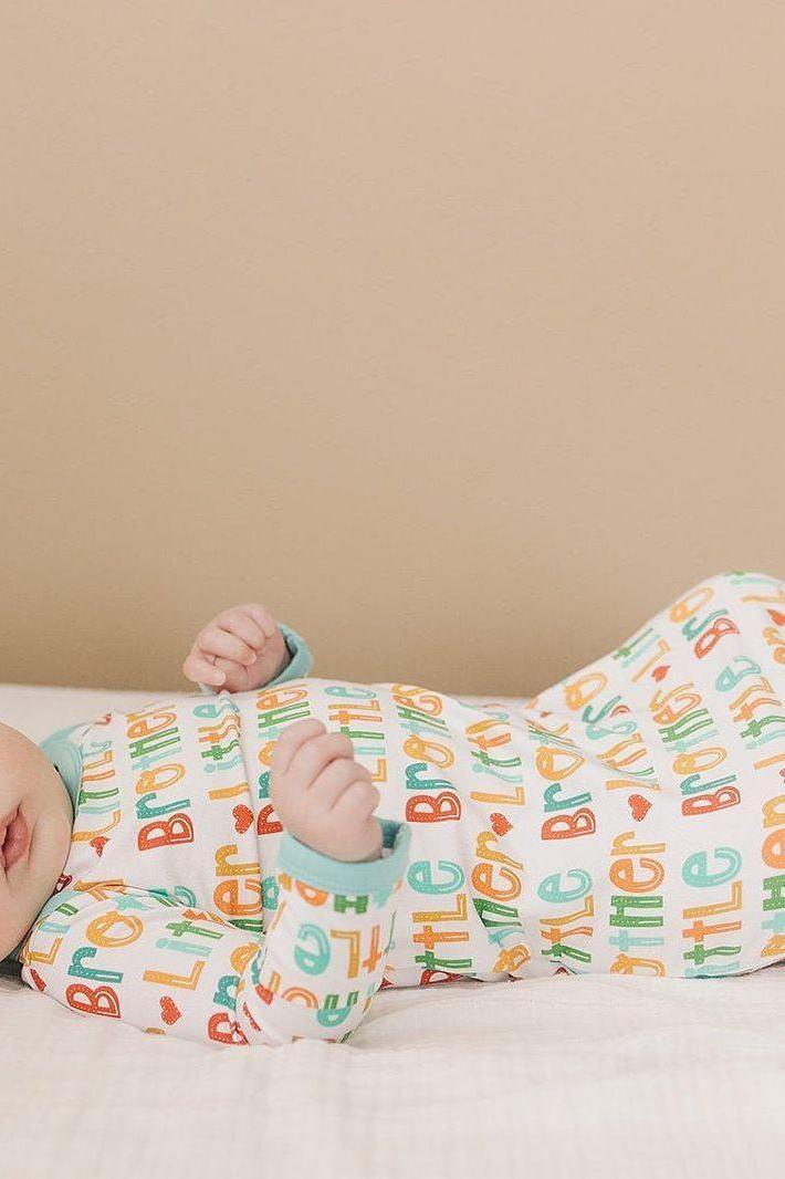 Little Brother Bamboo Newborn Knotted Gown and Hat Set