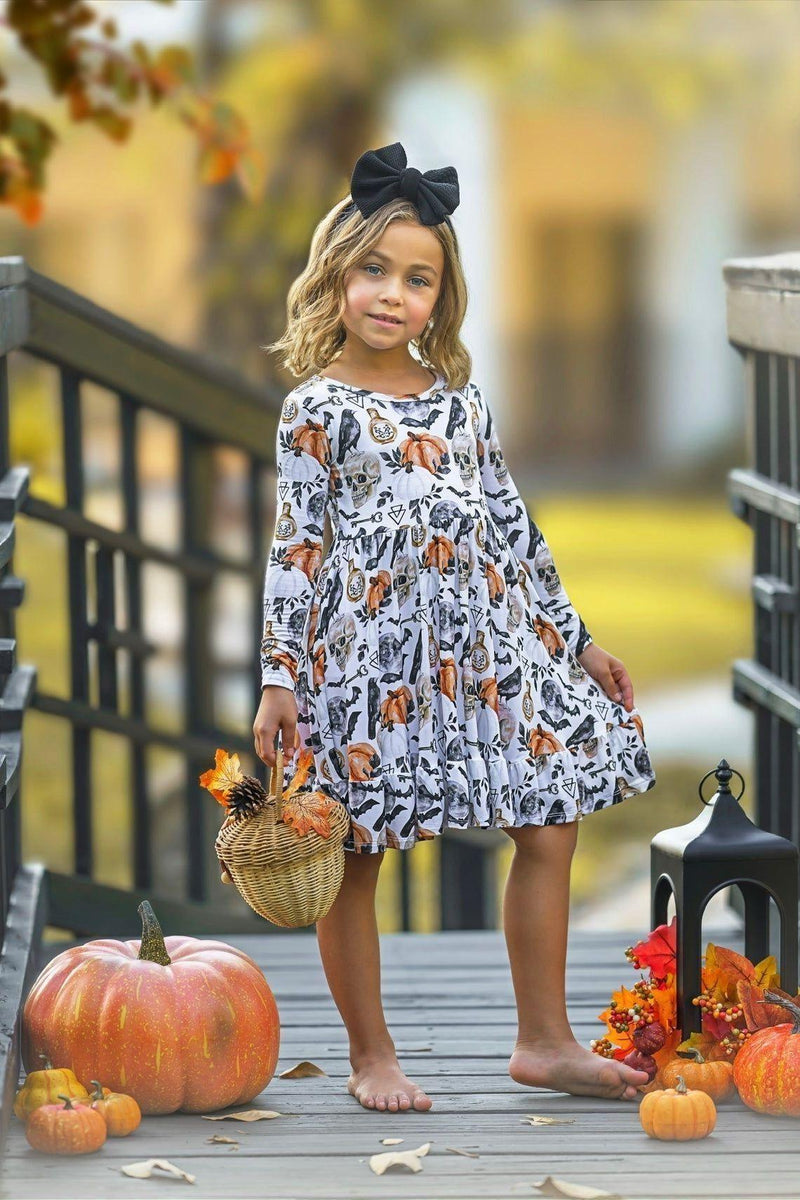 Magical Skulls & Pumpkins Bamboo Twirl Dress