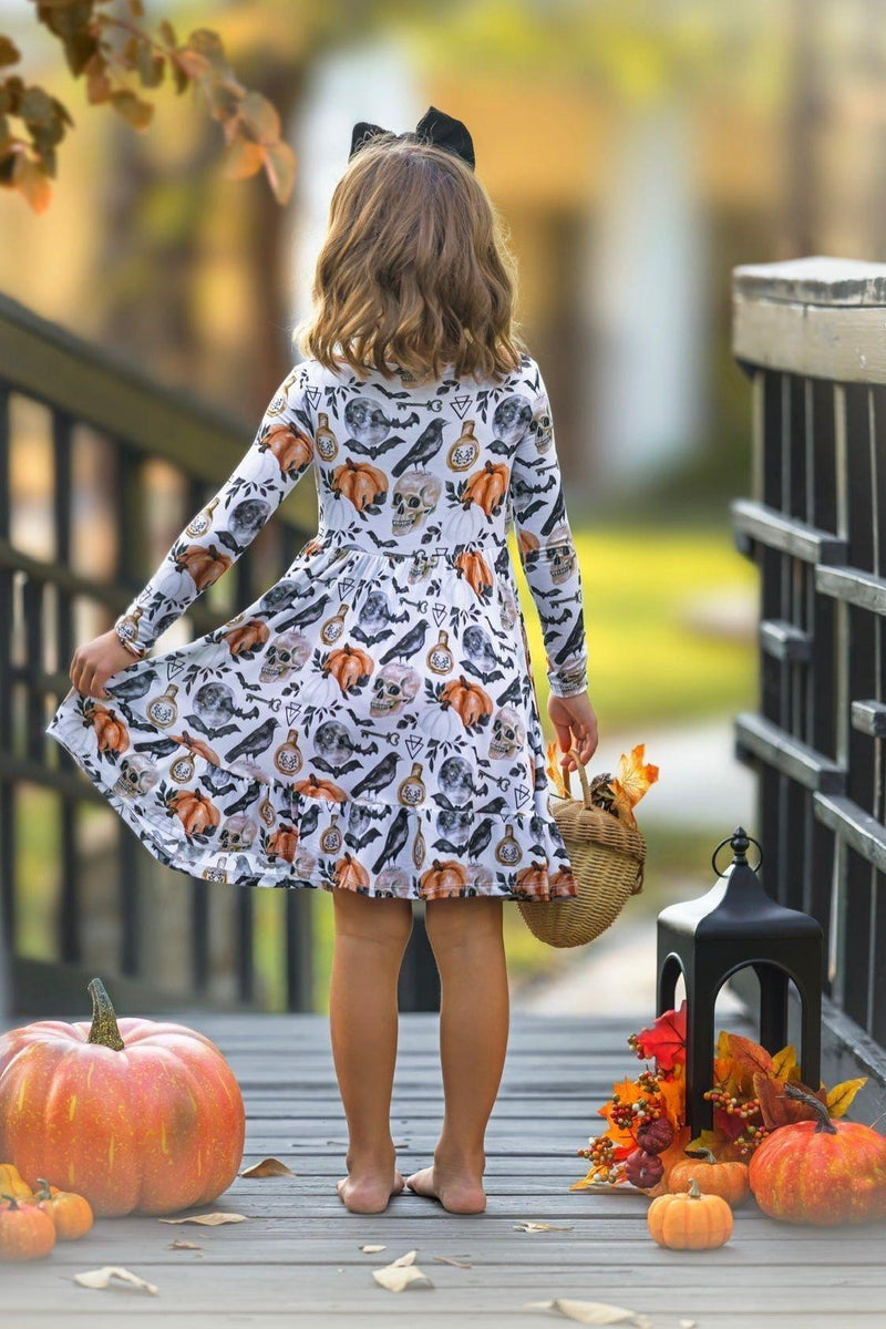 Magical Skulls & Pumpkins Bamboo Twirl Dress