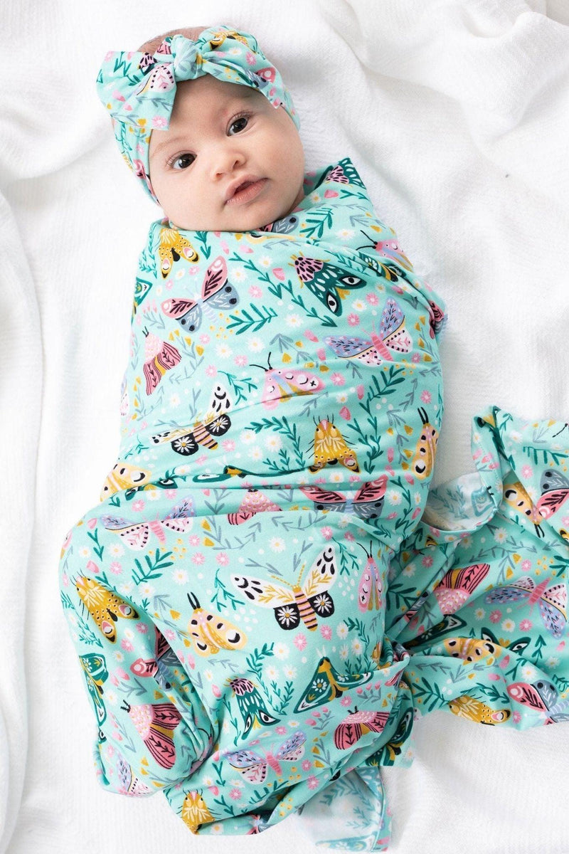 Vibrant Moth Newborn Bamboo Swaddle Blanket