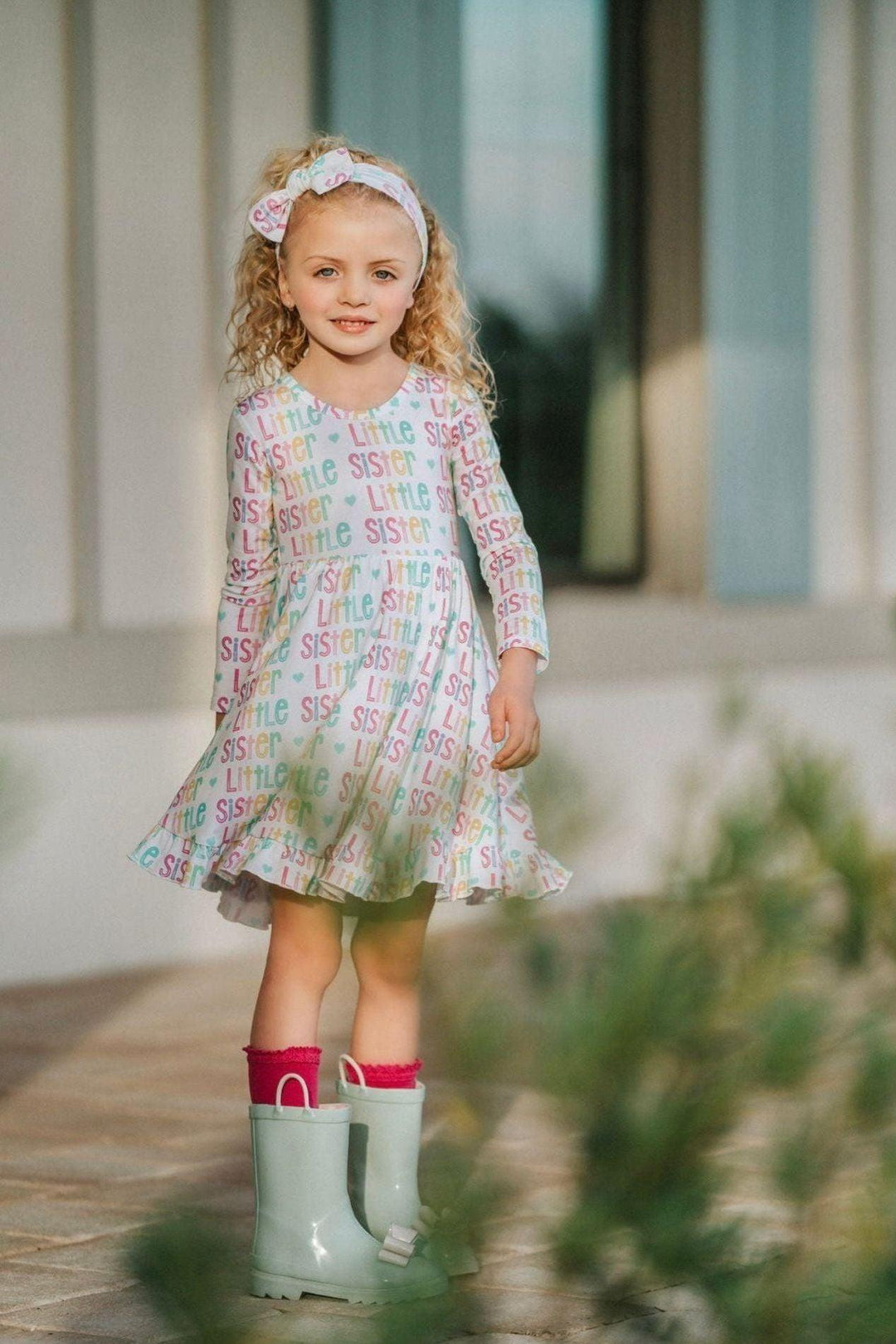 matching sister dresses Little Sister Girls' Bamboo Twirl Dress