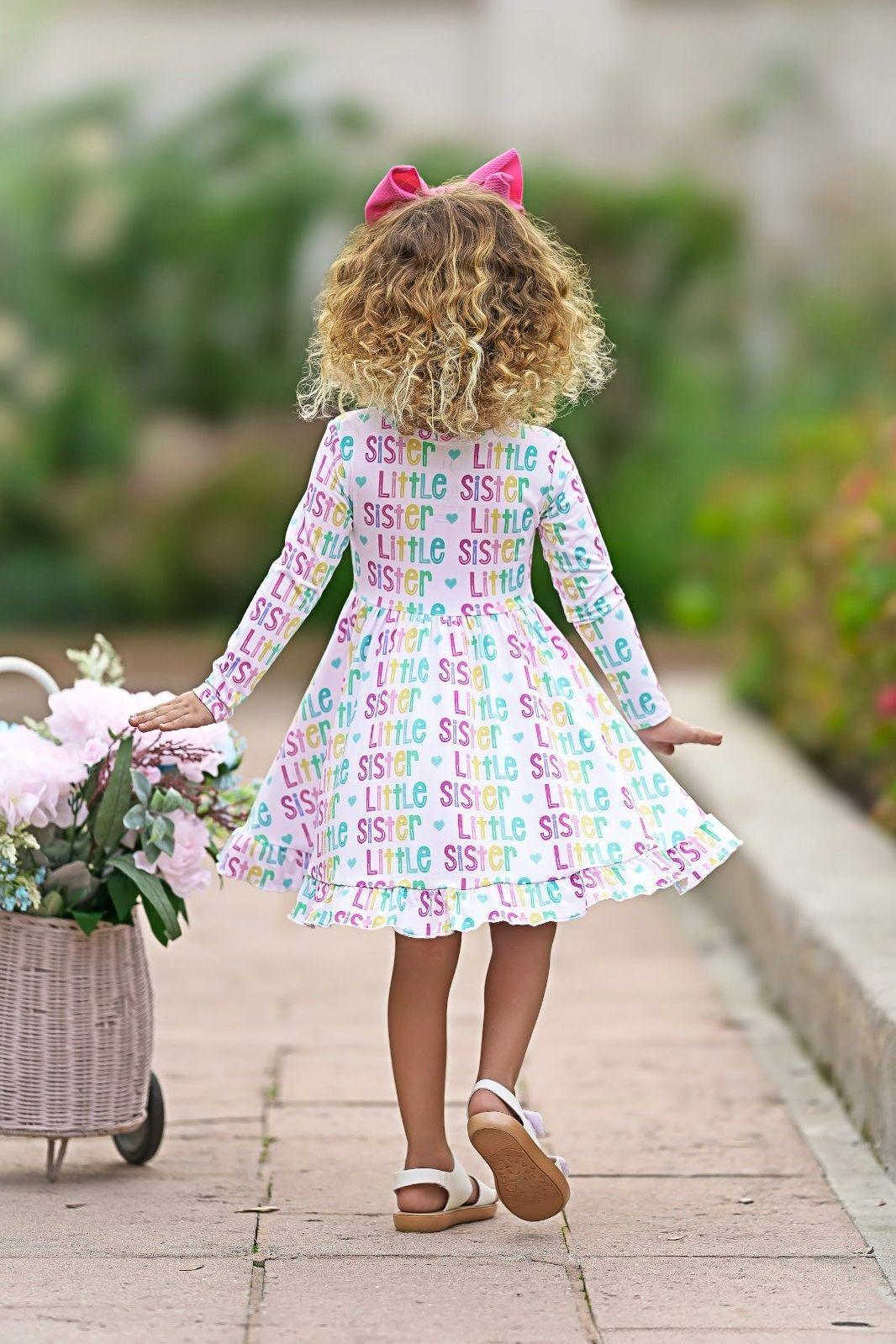 matching sister dresses Pastel Little Sister Bamboo Twirl Dress