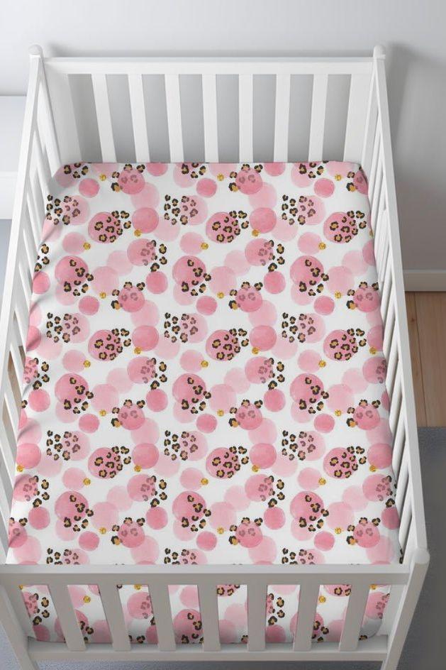 Black & Pink Bamboo Leopard Crib Sheet