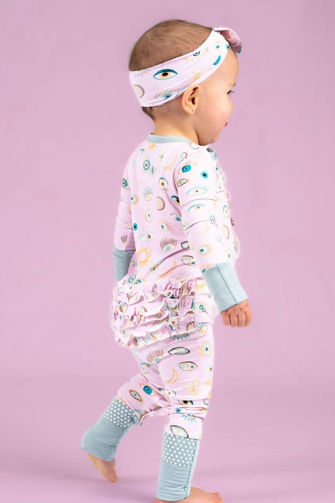 Pink Ruffle Butt One-Piece Zip-Up Bamboo Baby and Toddler Pajamas