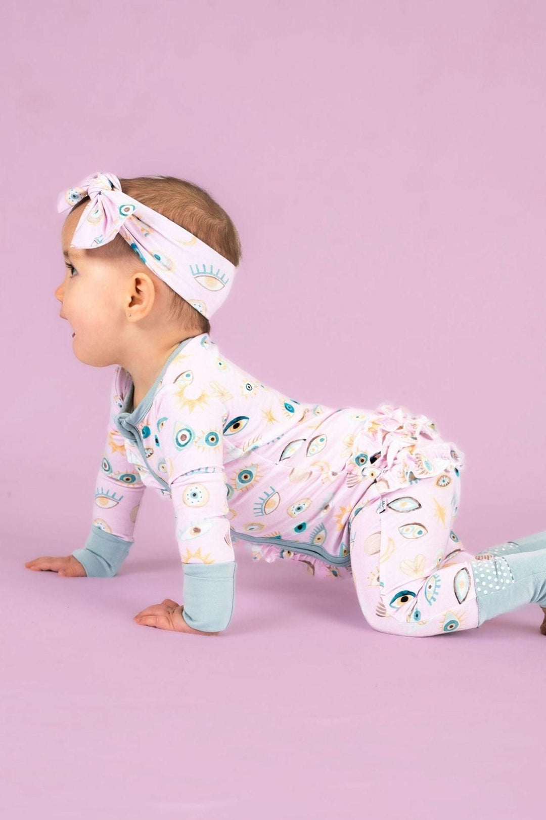 Pink Ruffle Butt One-Piece Zip-Up Bamboo Baby and Toddler Pajamas