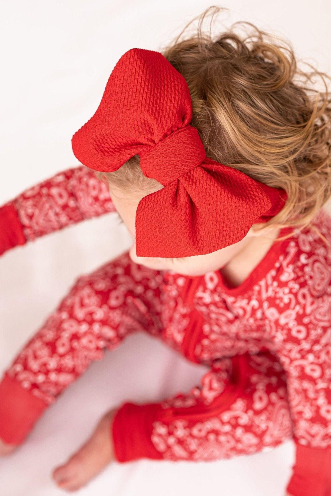 Red Textured Knotted Bow Headband