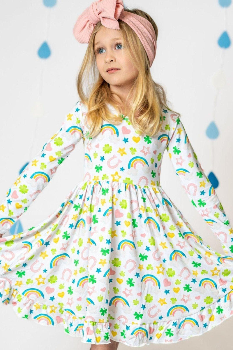 Shamrocks & Rainbows Girls' Bamboo Twirl Dress