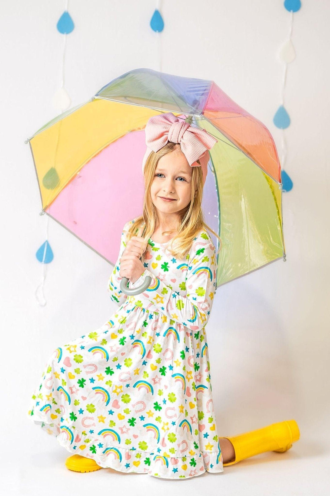 Shamrocks & Rainbows Girls' Bamboo Twirl Dress