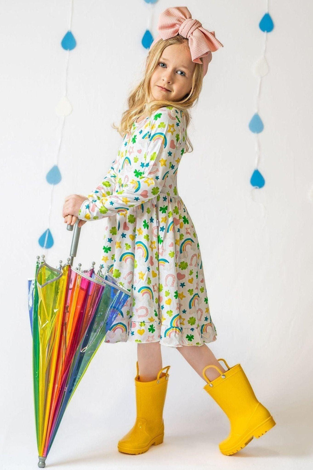 Shamrocks & Rainbows Girls' Bamboo Twirl Dress