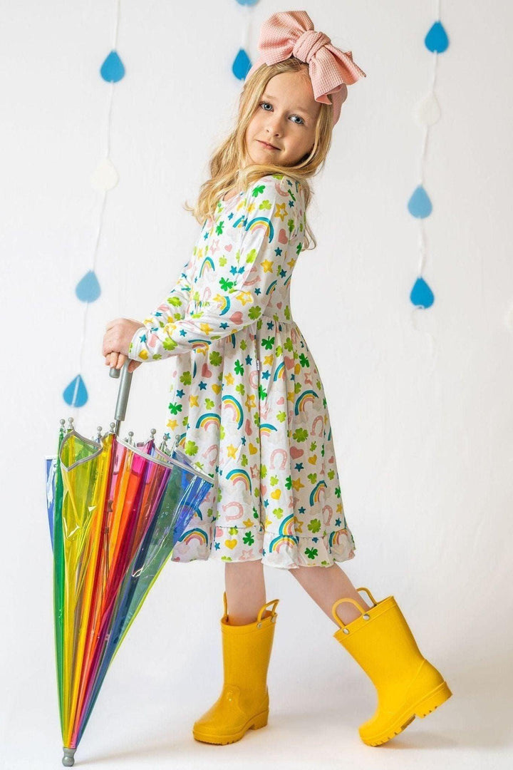 Shamrocks & Rainbows Girls' Bamboo Twirl Dress