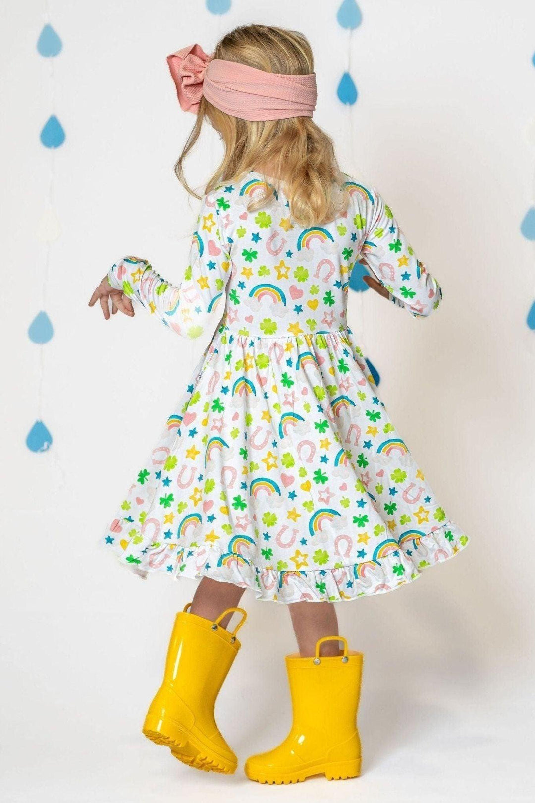 Shamrocks & Rainbows Girls' Bamboo Twirl Dress