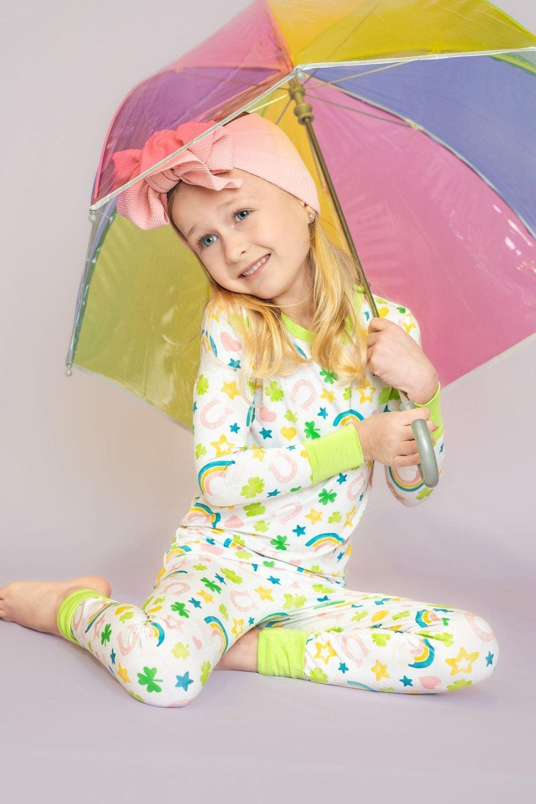 Shamrocks and Rainbows Bamboo Two Piece Kids Pajamas