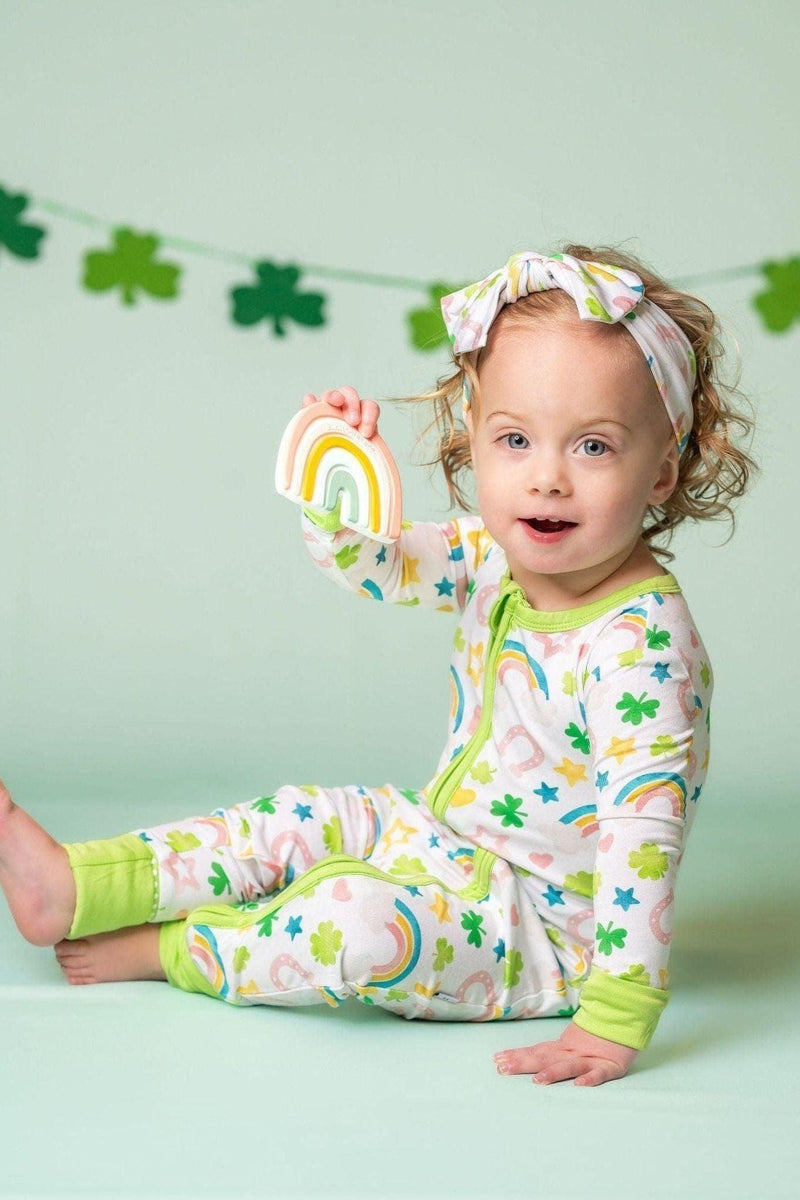 Shamrocks & Rainbows Bamboo One-Piece Zipper Pajamas