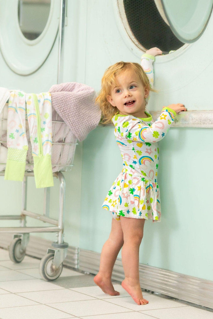 Shamrocks & Rainbows Skirted Baby Romper - St. Patrick's Day & Rainbow Babies