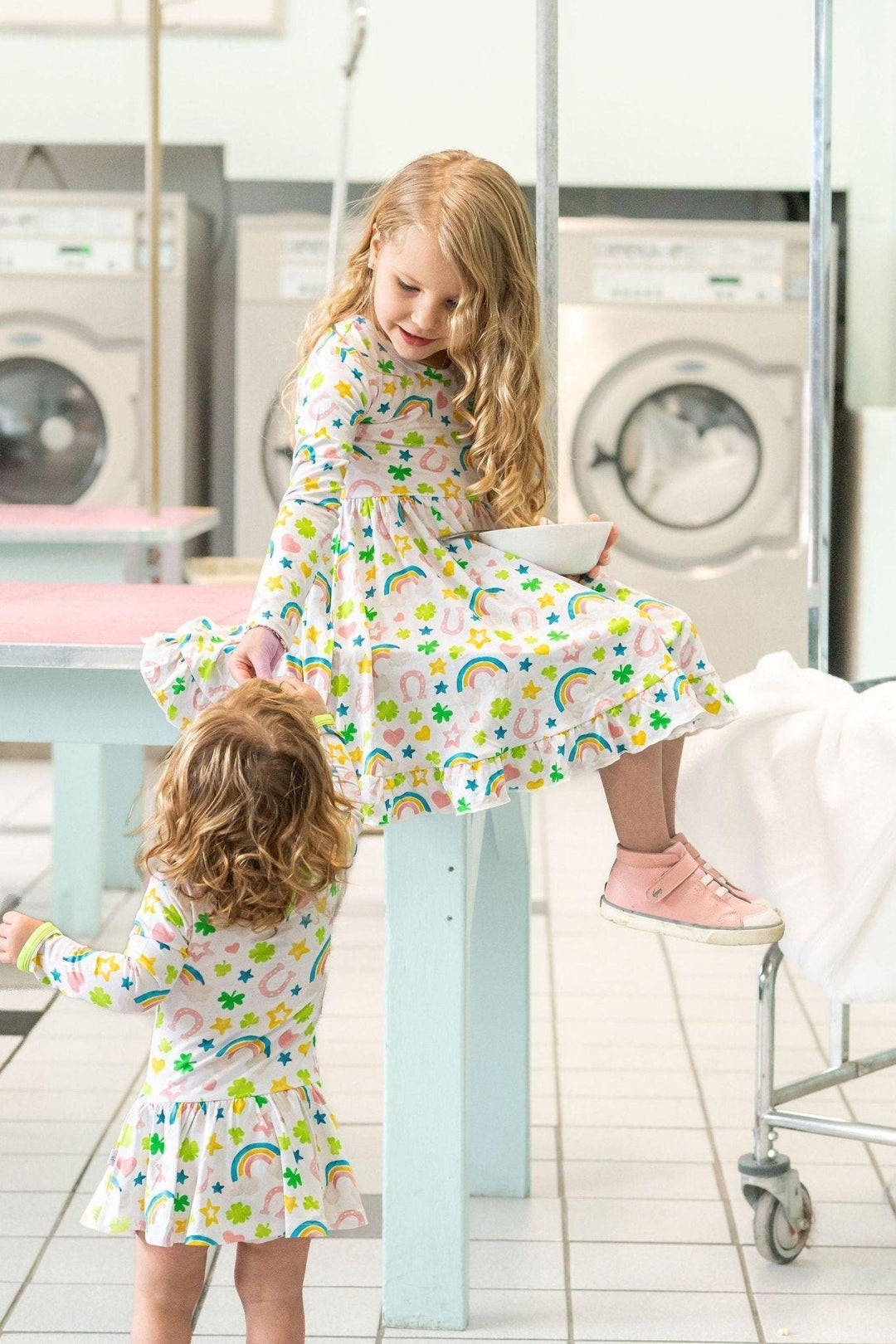 Shamrocks & Rainbows Skirted Baby Romper - St. Patrick's Day & Rainbow Babies