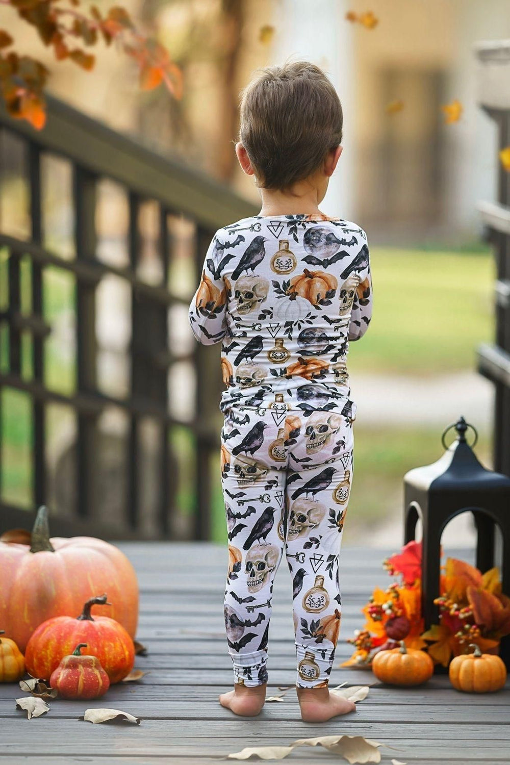 Skulls & Pumpkins Two-Piece Bamboo Kids Pajama Set