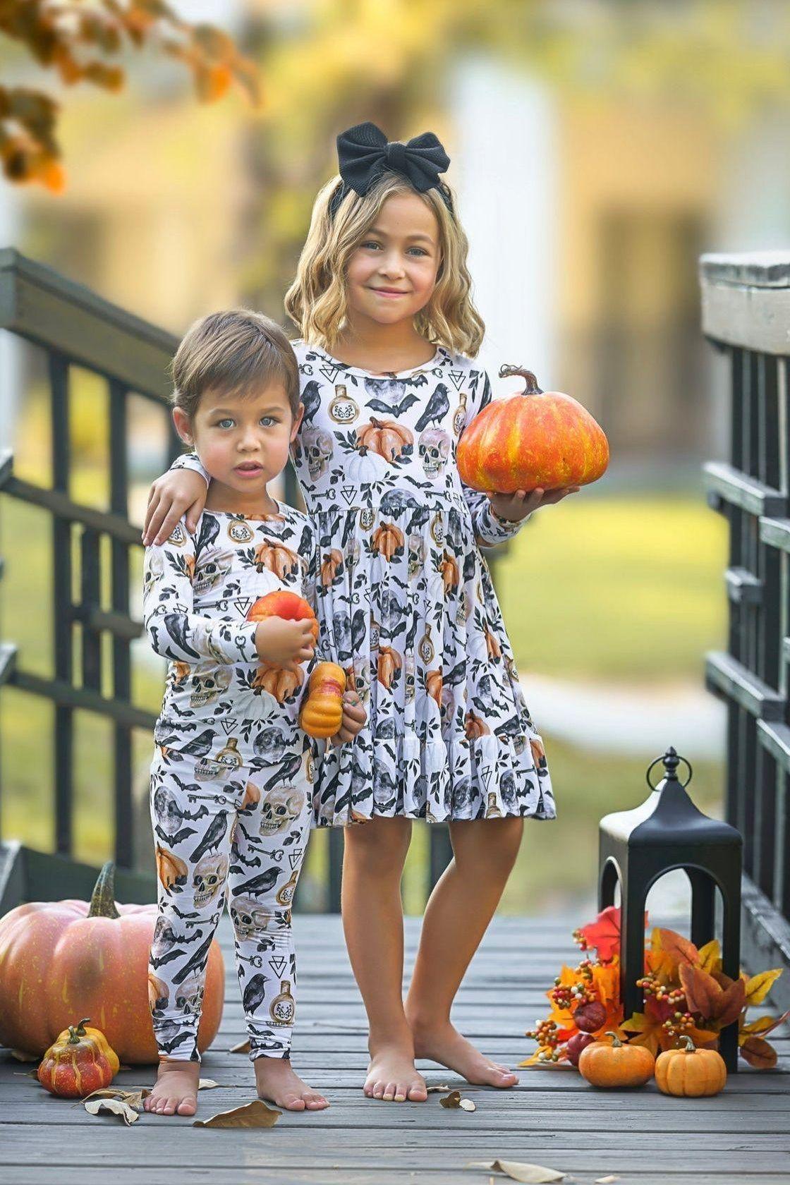 Skulls & Pumpkins Kids' Bamboo Two-Piece Pajama Set