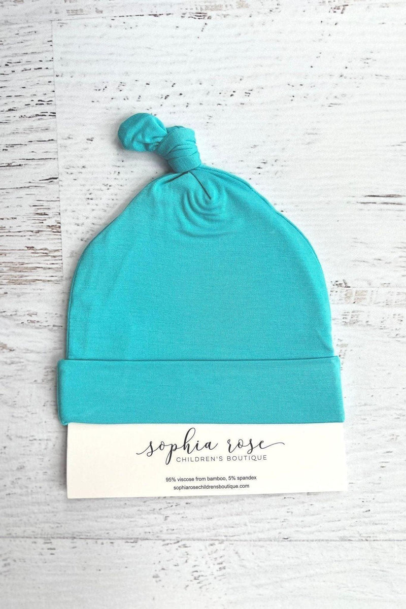 Aqua Blue Newborn Bamboo Beanie Hat