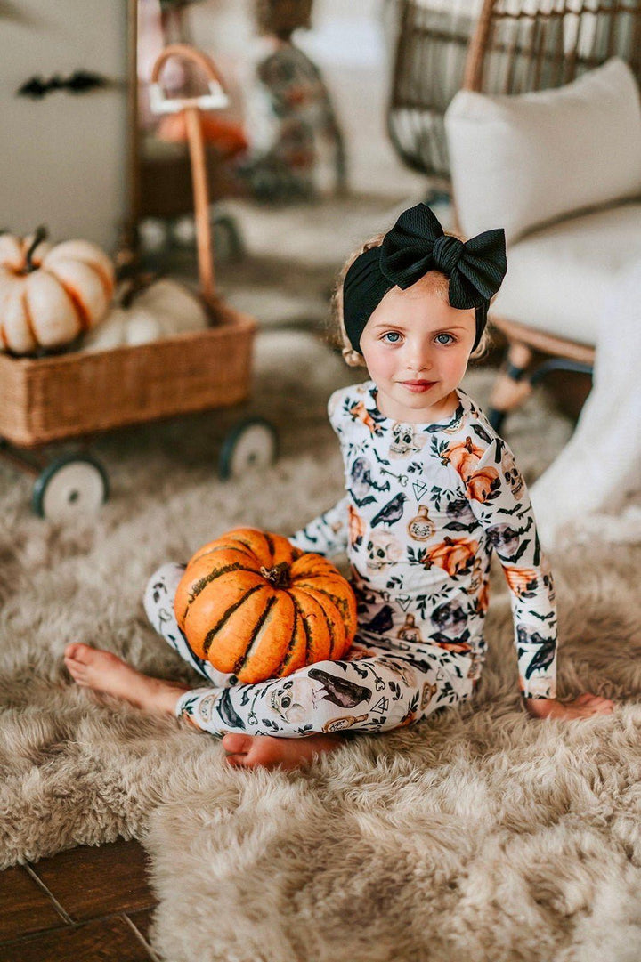 Unisex Children's Two-Piece Skulls and Pumpkins Bamboo Pajamas